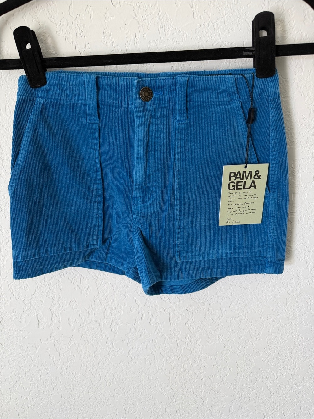 NWT Pam & Gela Bright Blue Corduroy High-Waist Shorts